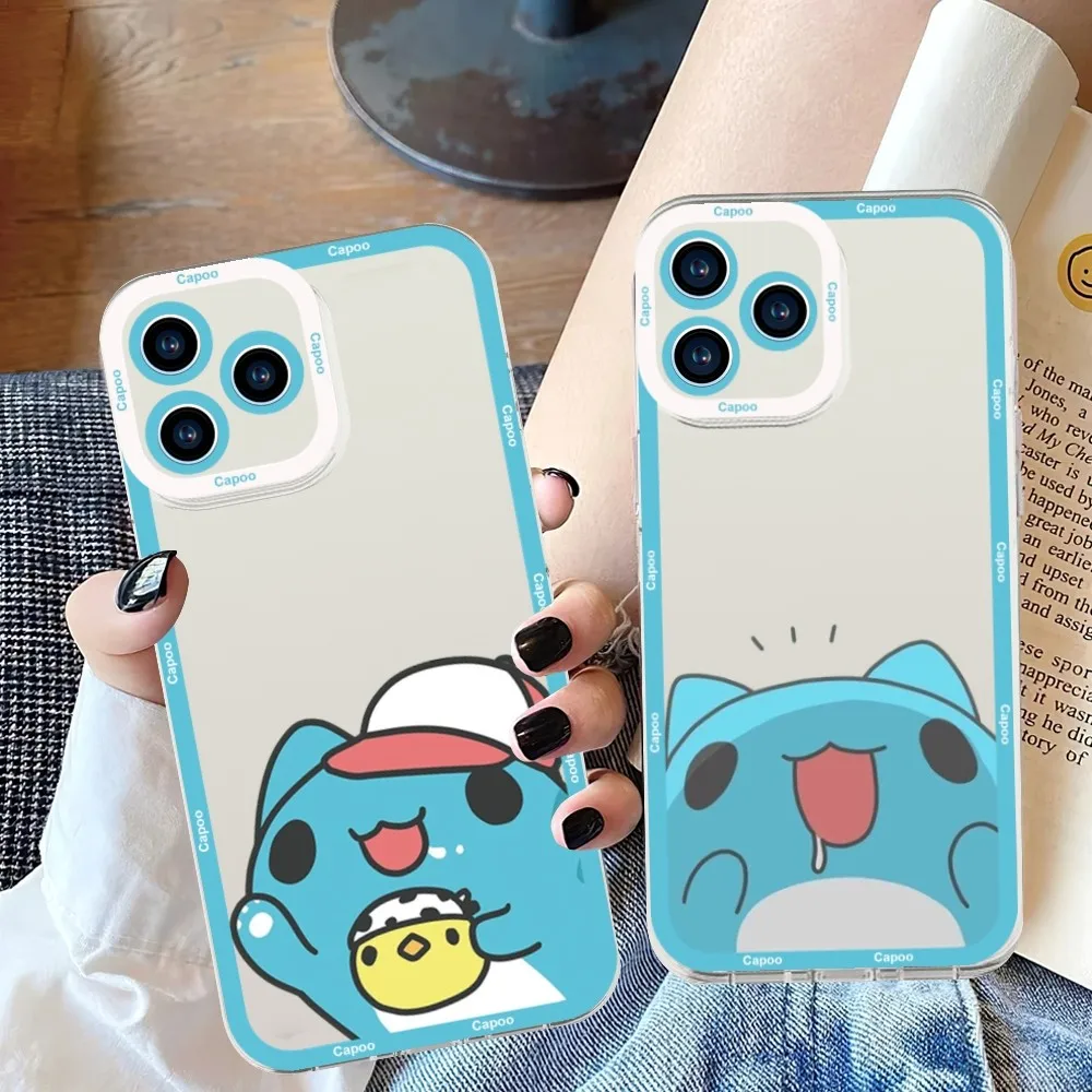 Bugcat Capoo Cute Phone Case For iPhone 11 12 Mini 13 14 Pro Max Transparent Shell