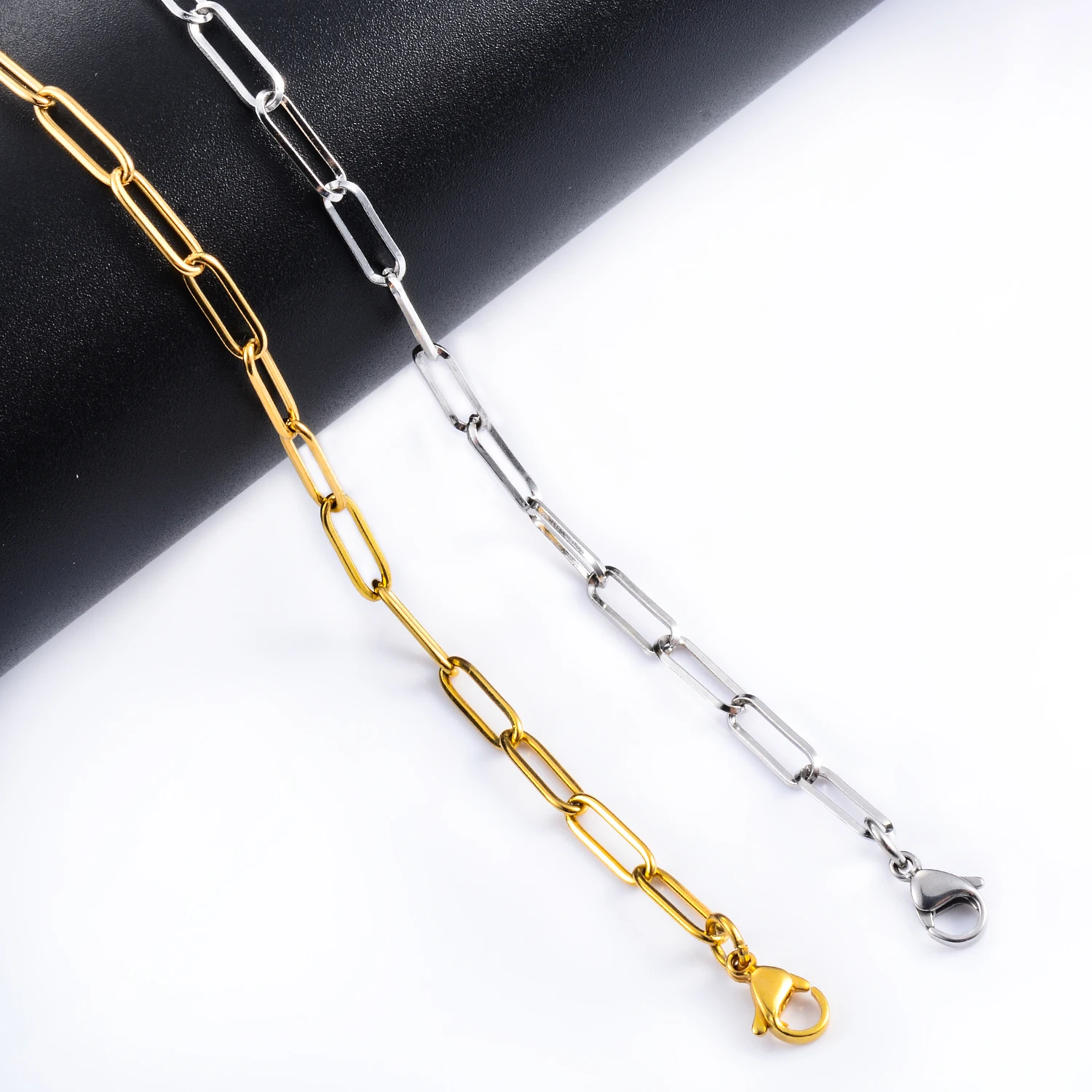 1 Piece Simple Fashion Paperclip Chain Bracelet Stainless Steel Punk Women\'s Men\'s Christmas Gift