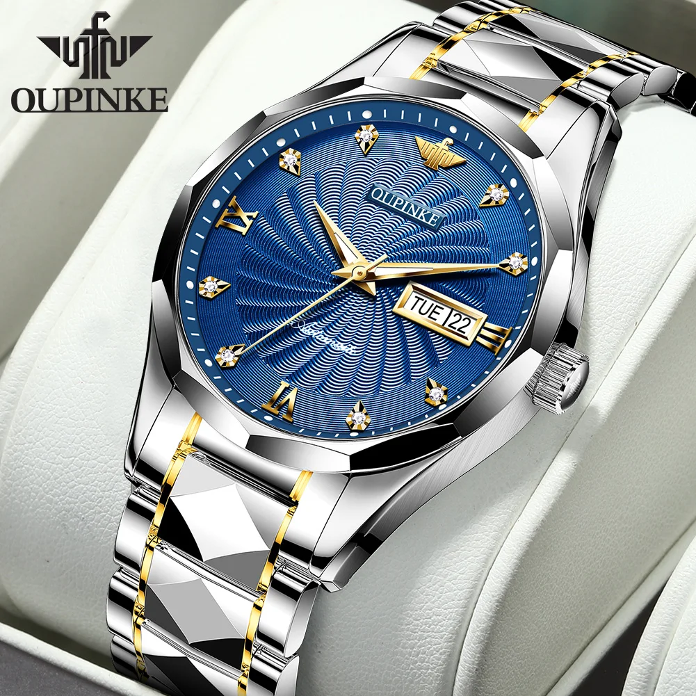OUPINKE 3169 Original Luxury Business Automatic Mechanical Watch Tungsten Steel Day Date Luminous Waterproof Watches For Man