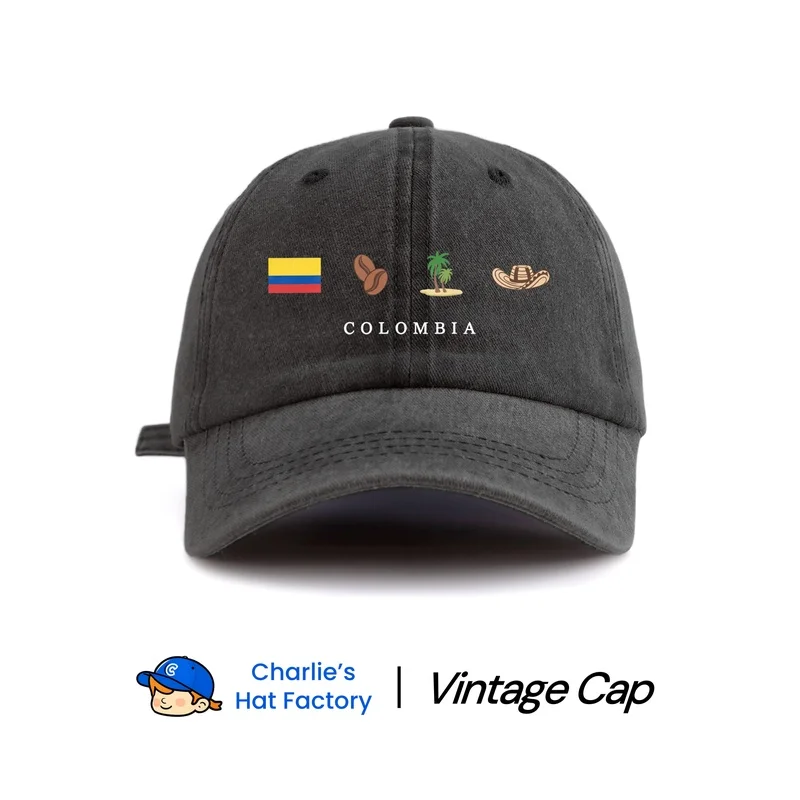 1 pc Colombia Print Washed Baseball Cap, Classic Casual Stylish Vintage Soft Sweatband Adjustable Size Lightweight
