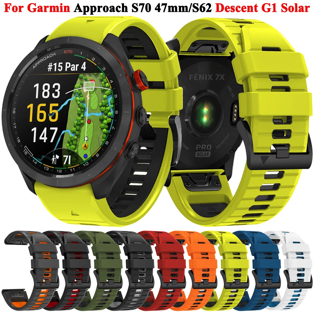 Quickfit 26mm 22mm Strap For Garmin Approach S70 47mm S62 Fenix 7X Pro 7 6X Pro 6Pro 5 5X Plus Band Silicone Wristband Bracelet