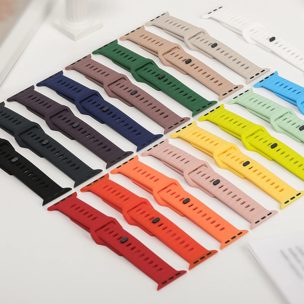 Silicone Strap For Apple Watch Bands 46mm 45mm 44mm 42mm 40mm 41mm 38mm Sport Correa Bracelet iWatch Series 12 11 10 9 SE 8 7 6 image 4