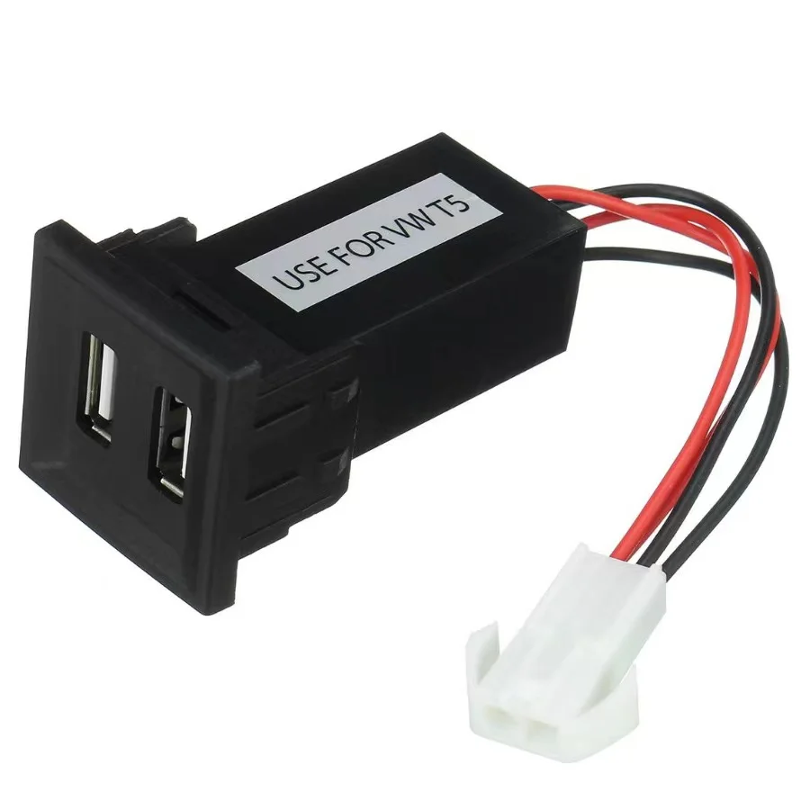 5V 2.1A Dual USB Car Charger Socket, Vehicle Power Inverter Adapter for VW Transporter T5 2003‑2009