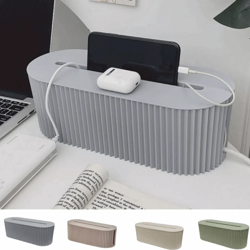 Large Capacity Cable Management Box Durable Multi-Functional Power Strip Cord Hider With Lid Dustproof Wire Storage Case Bedroom