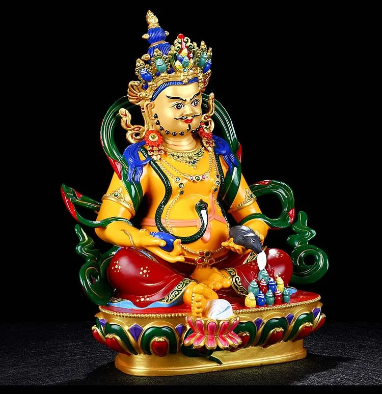 32cm large High grade Color gilding Yellow Jambhala fortune god statue buddha Talisman Family CAI SHEN Buddhism