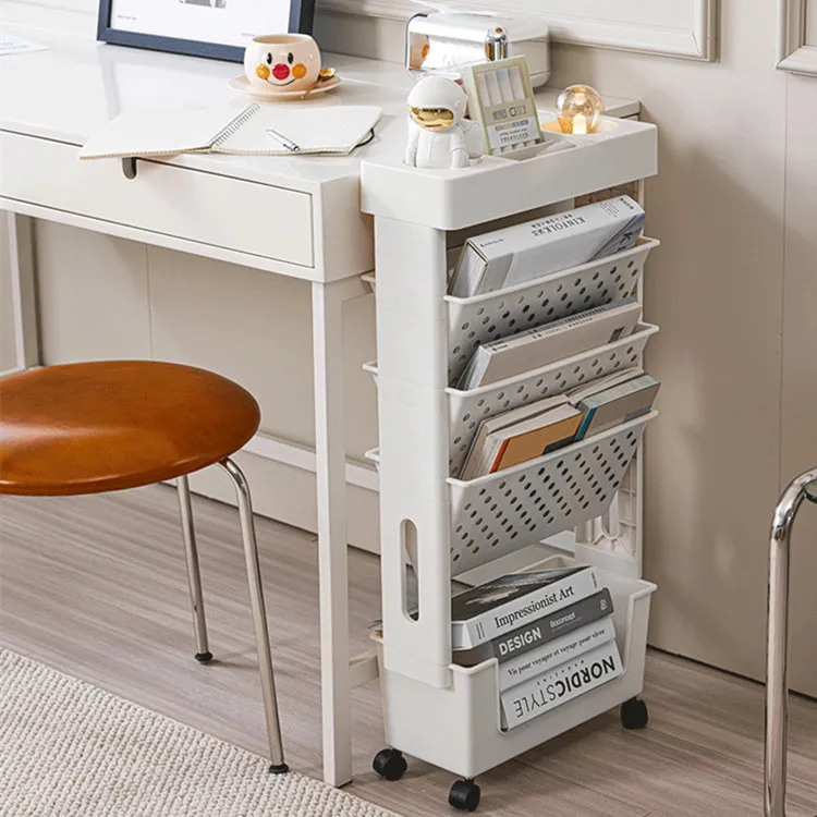 

Desk bookshelf storage, small trolley bookcase on wheels, movable book storage rack, bookshelves