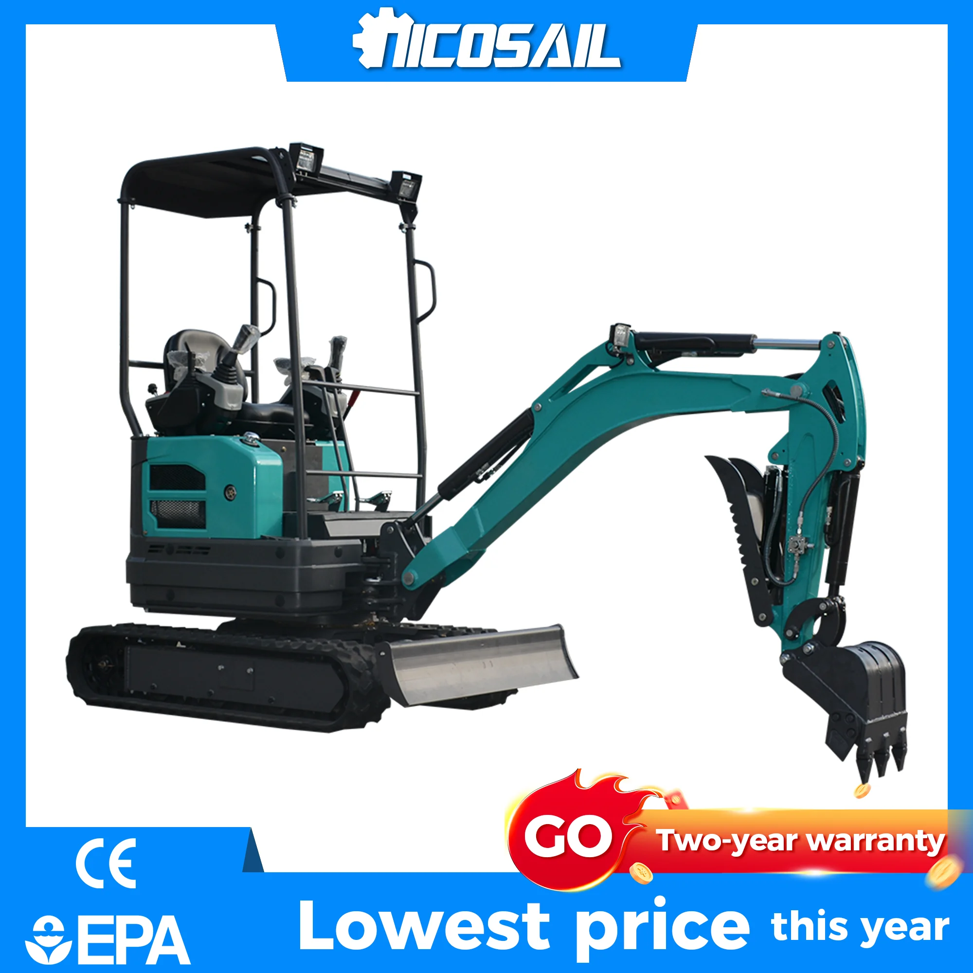 1.8Ton Crawler Mini Excavator Euro 5 CE Approved Small Excavator for Engineering Project
