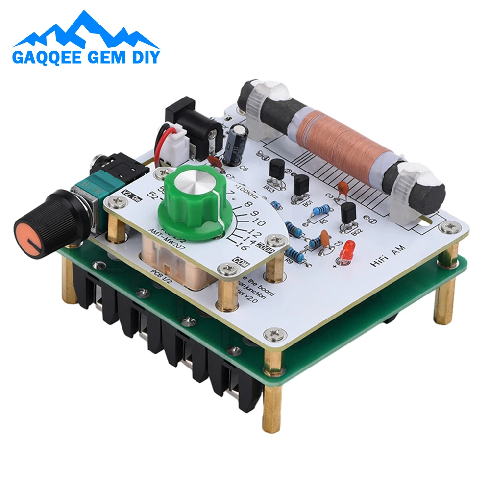 525~1605kHz AM Adjustable Frequency Radio Transmitter DIY Ore Radio Radio Motherboard with Audio Interface DC Power Connector