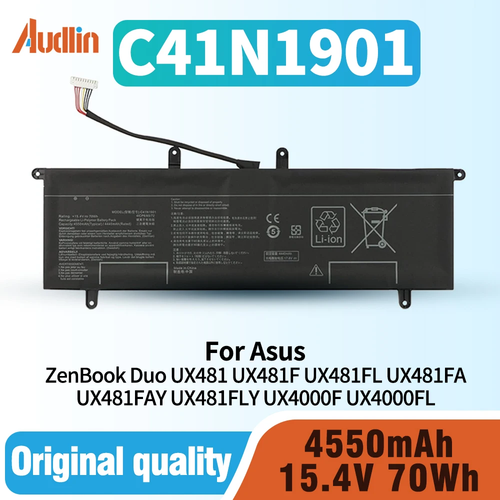 C41N1901 Laptop Battery for Asus ZenBook Duo UX481 UX481F UX481FL UX481FA UX481FAY UX481FLY UX4000F UX4000FL UX481FA-BM021R