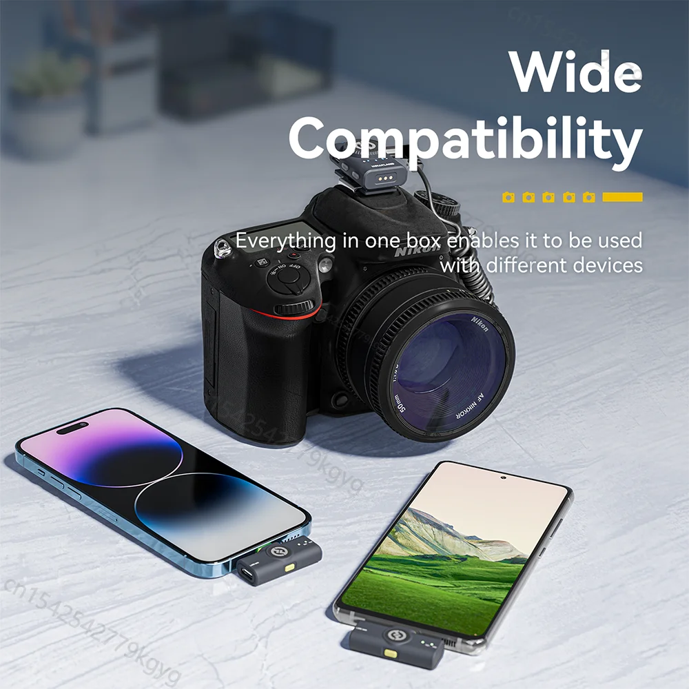 نظام ميكروفون Hollyland Lark M2 اللاسلكي Lavalier بطول 300 متر، ميكروفون صغير لطية صدر السترة لكاميرات iPhone Android