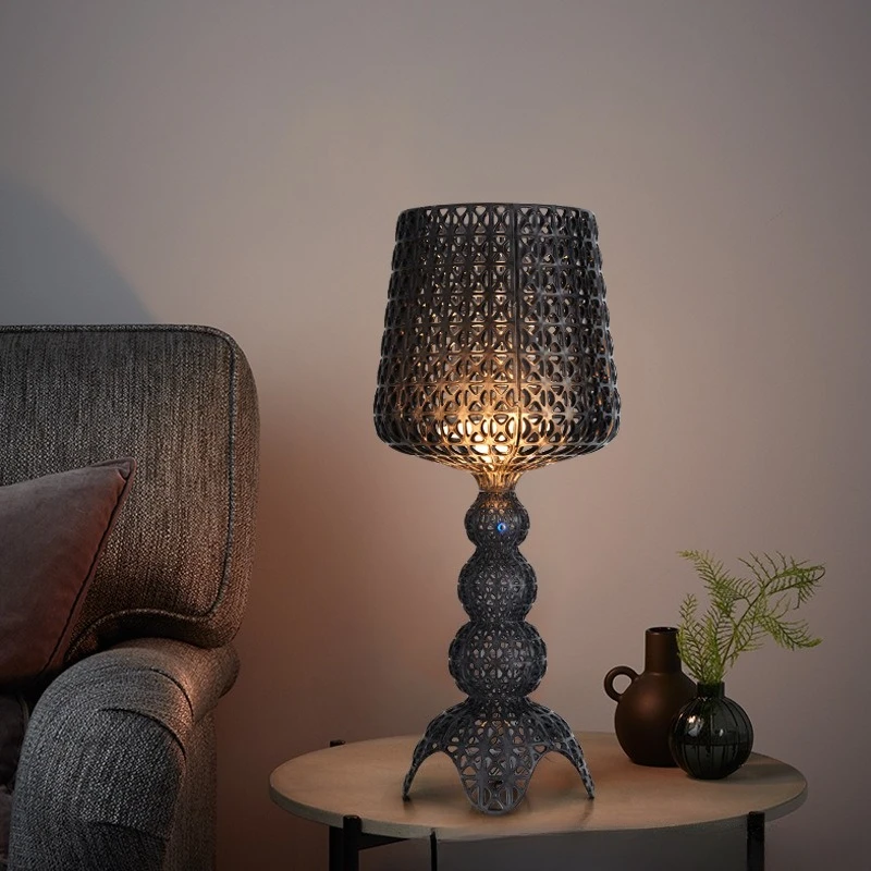 

Bohemian Black Lattice Metal Table Lamp Moroccan Style Hollow Out Design Desk Lights Touch Sensor Bedroom Living Room Home Decor