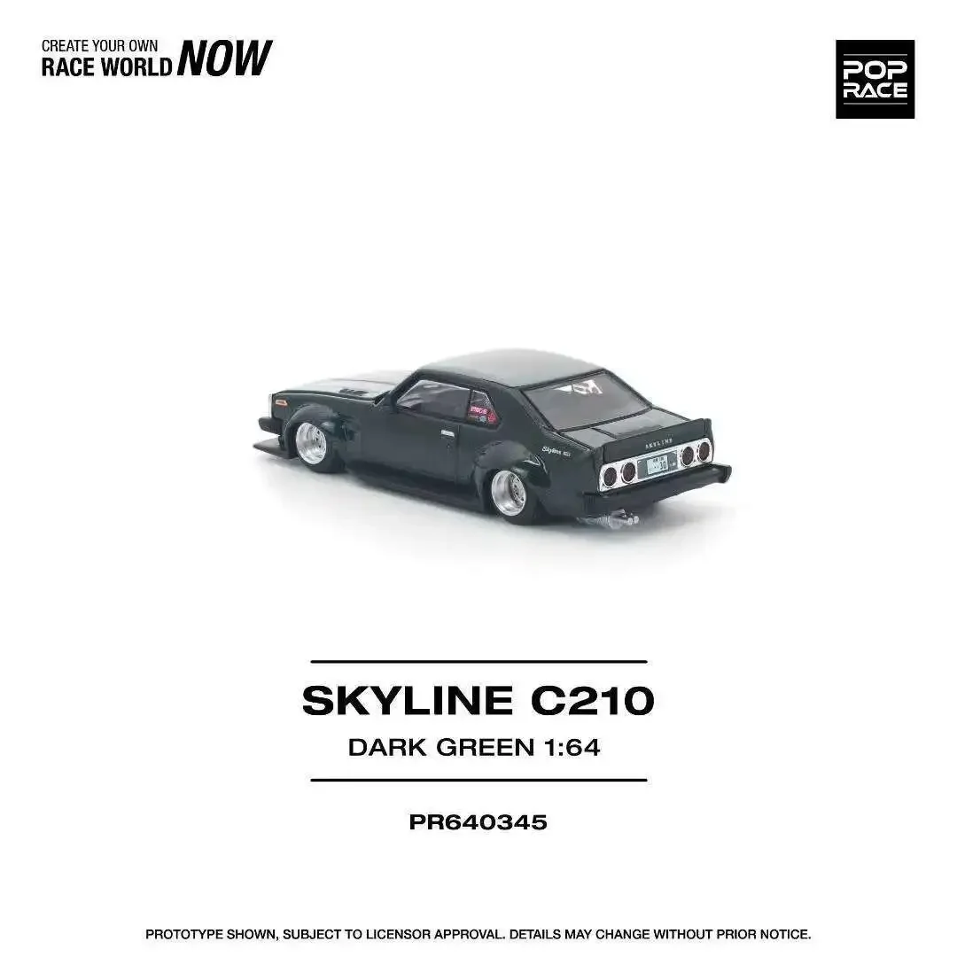 PreSale POP RACE 1:64 Skyline MK5 C210 Dark Green Openable Hood Diecast Car Model Collection Toys