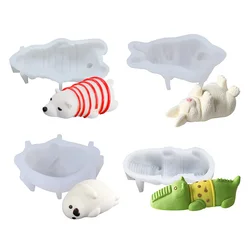 3D Bear Rabbit Mousse Cake Silicone Mold Crocodile Hippo Dolphin  Shape Dessert Moulds Handmade Candy Baking Decoration Tools