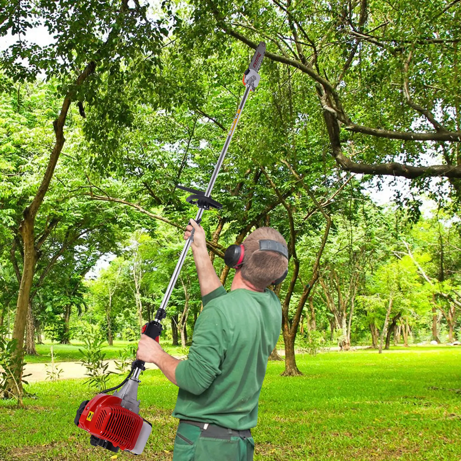 

Gas Powered Tree Pruner Trimmer Pole Saw Split Shaft Chainsaw 12 Inch 2 Stroke