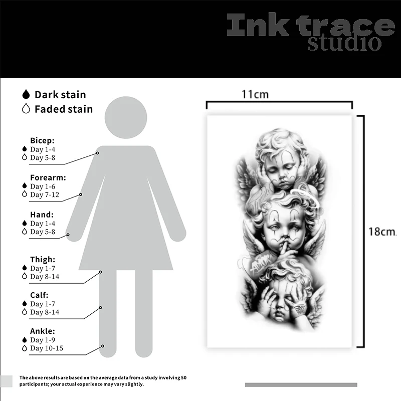 Angel Herbal Juice Tattoo Stickers – Magic Tattoos, Semi-Permanent Tattoos, Realistic Fake Tattoos, Lasts 1–2 Weeks