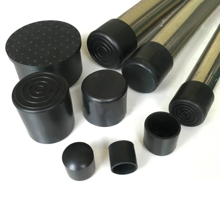Okrągłe czarne nóżki do krzeseł Pokrywa rury 6mm ~ 63mm Pokrywa końca rury PVC Miękkie gumowe nakładki na nogi mebli Ochraniacze