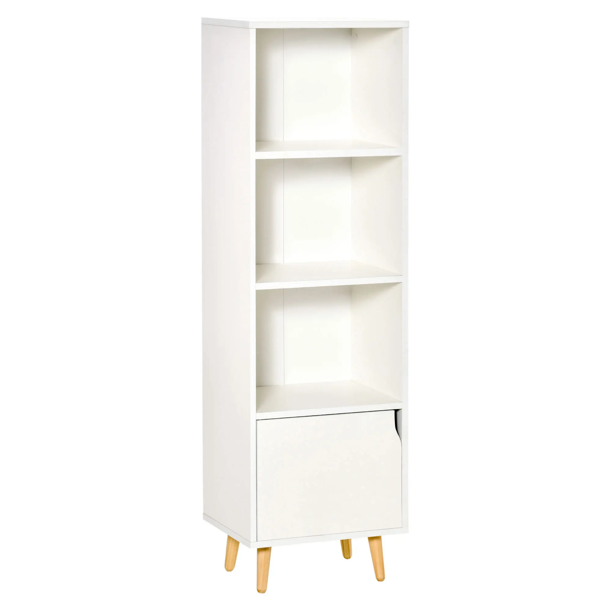 HOMCOM shelf with 3 open shelves 1 closed books 40x30x129,5 cm White