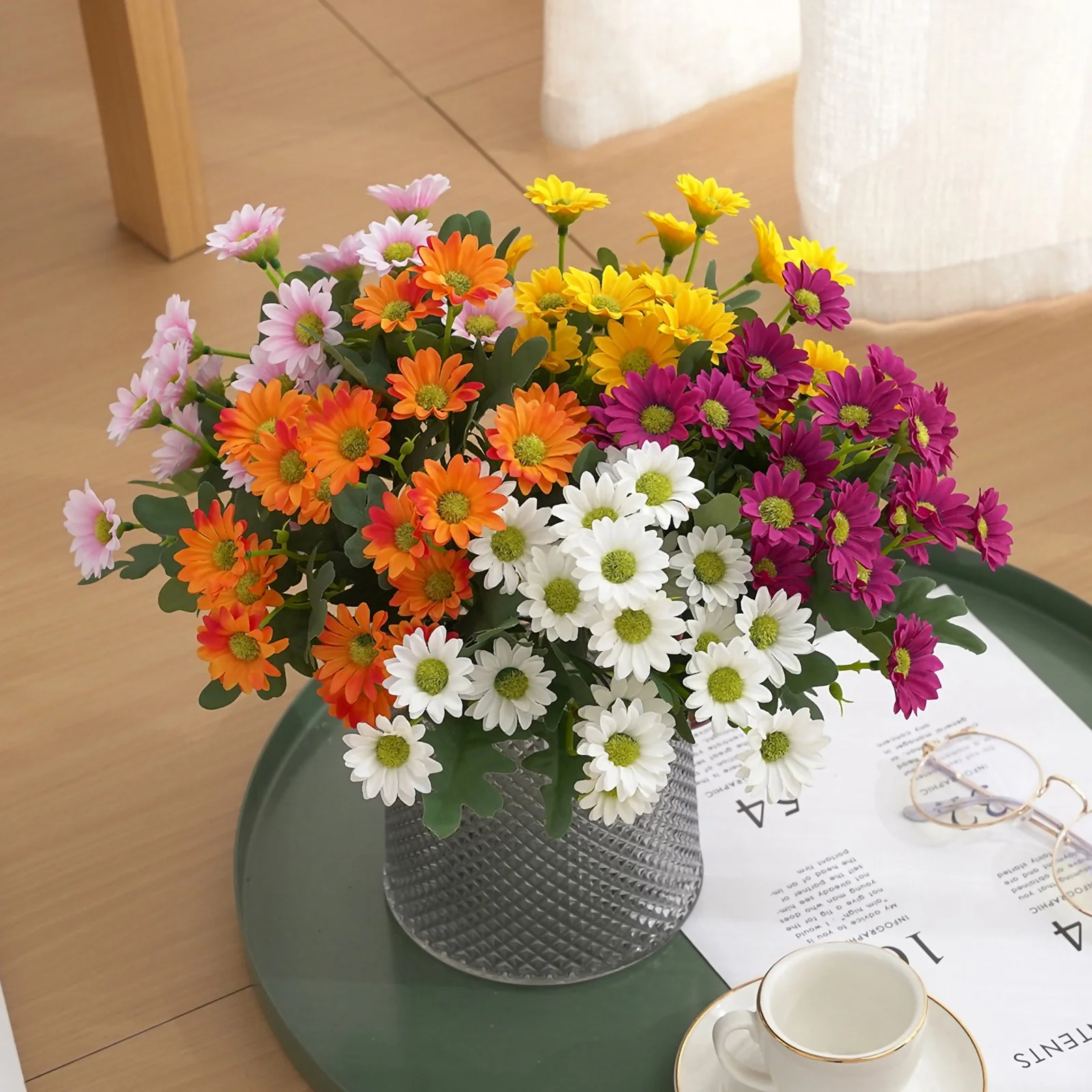 

2Pcs Simulation Daisy Bouquet Decor Premium Silk Artificial Flower for Home Living Room Wedding Party Decoration