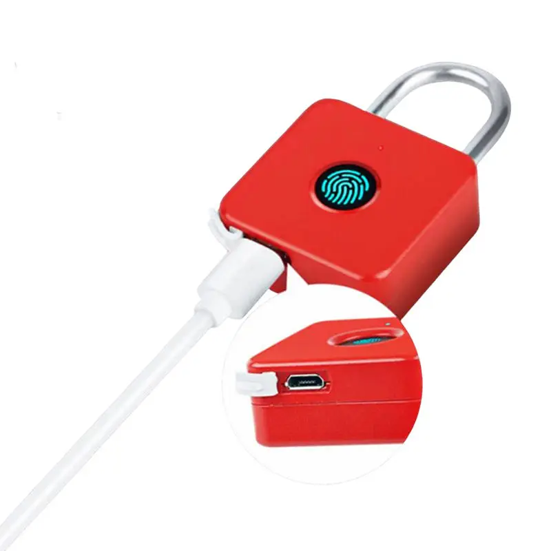 

Smart Fingerprint Padlock Waterproof Fingerprint Keyless Door Electronic Lock Type C Rechargeable Security Padlock for House