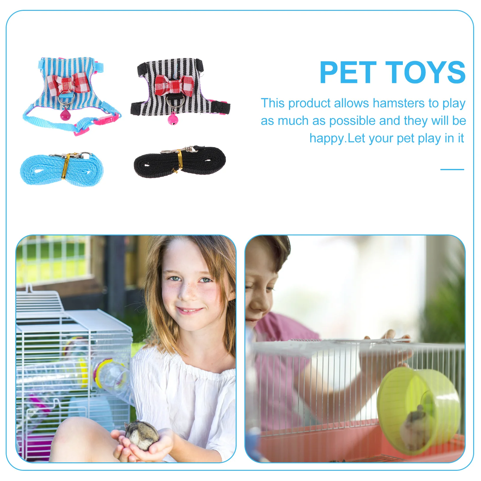 

2Sets Comfortable Rat Leash Decorative Hamster Harness Portable Adjustable Pet Chest Strap Durable Accessory Rat Harness