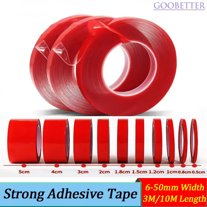 Double Sided Tape Nano Tape 3M 6/8/10/15/20/25/30/40/50MM Width Transparent Tape Washable Adhesive Nano Traceless Sticker Glue