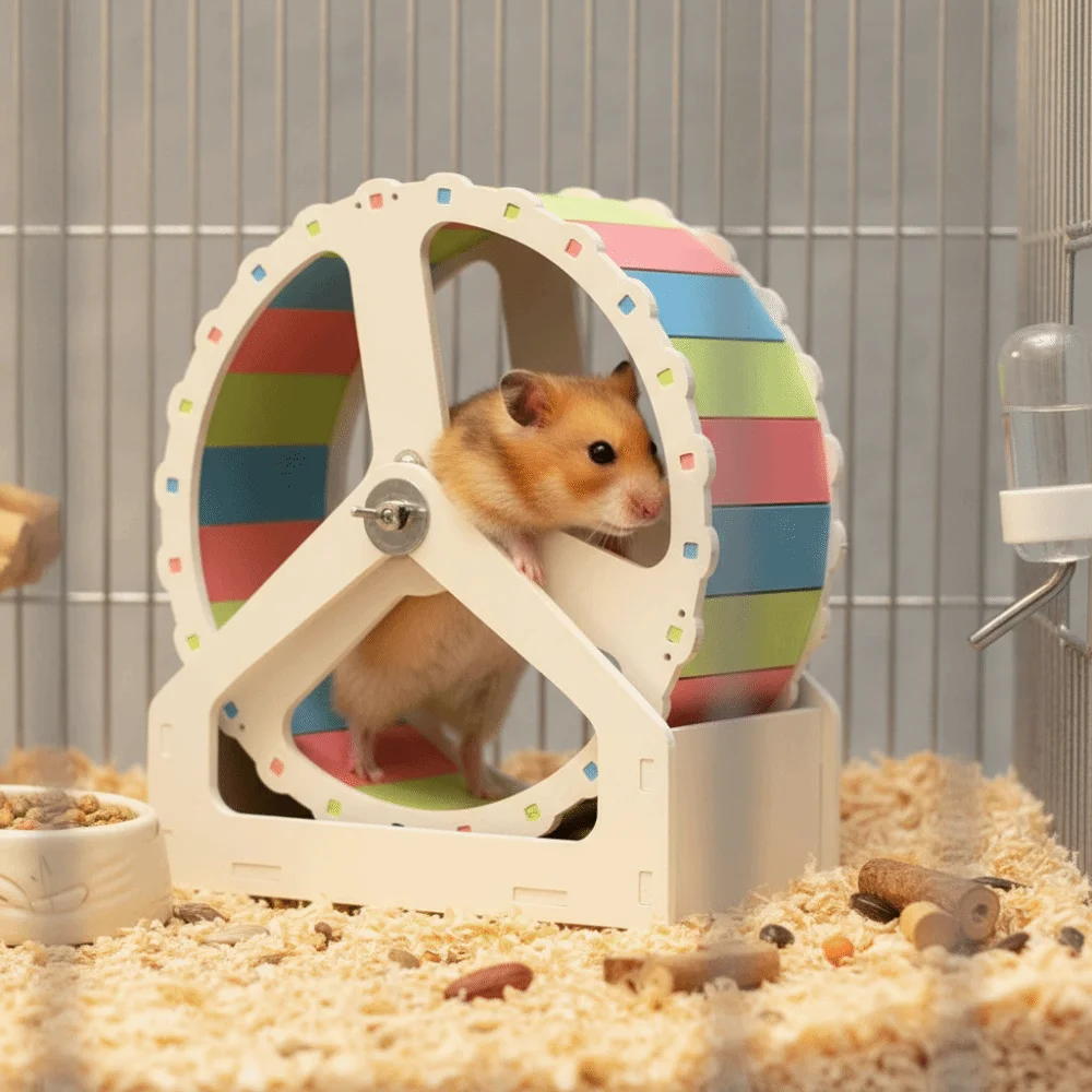 

Animal Plastic Hamster Running Wheel Silent Stable Base Rodent Running Wheel 21cm Colorful Exercise Wheel for Small Animals