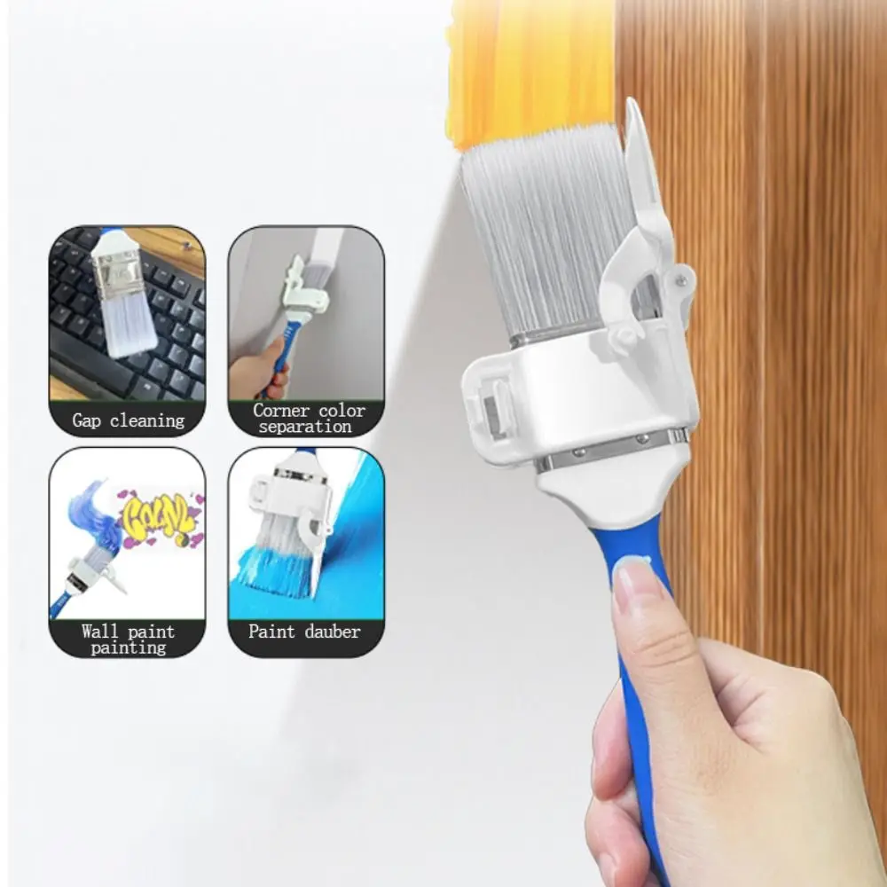 Comfortable Handle Edging Color Separation Brush Soft Bristle With Detachable Baffle Paint Brush PET Hanging Wall Brushing Tools