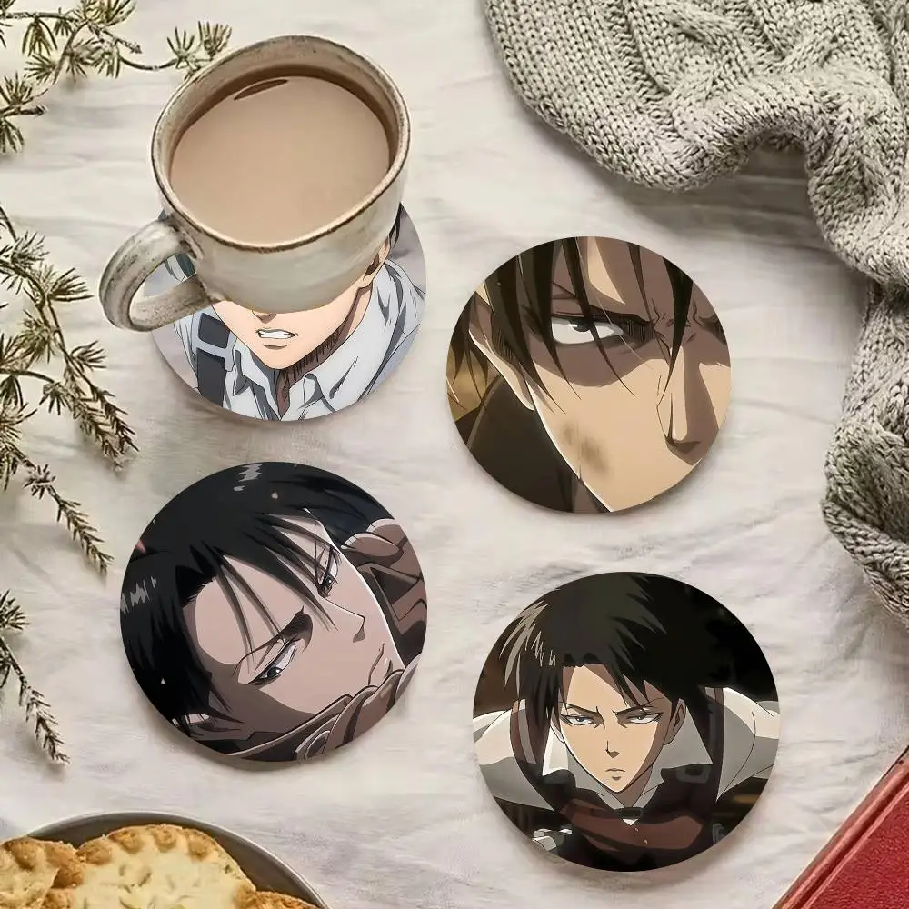 1pc Levi Ackerman Wooden Coaster Colour Printing Cup Mat Home Desk Decoration Gifts