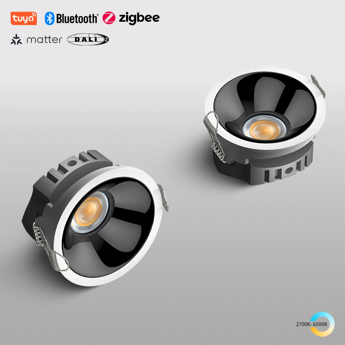 Embedded High CRI 95 Tuya Zigbee DALI Smart 5 CCT Selectable Led Cob Spotlight Ultra-thin Rose Gold Dimmable Ceiling Light