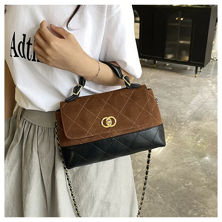 

​​Xiaoxiangfeng 2025 New Rhombus Handbag - Contrast Color Small Square Chain Shoulder Bag, Stylish Messenger Purse​​