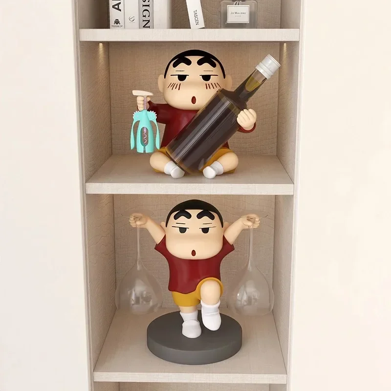 New Crayon Shin-chan 23/25cm High End Grand Living Room Wine Cabinet Resin Red Wine Rack Support Soft Decorative Ornaments Gift