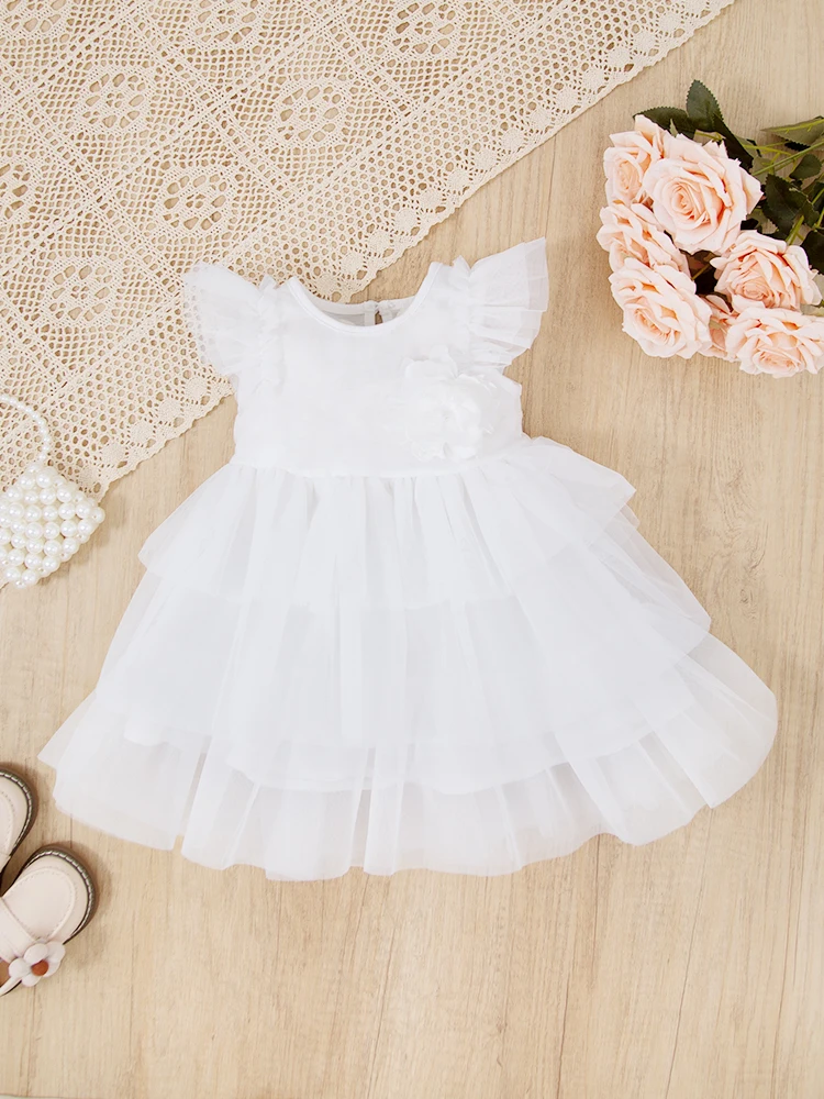 Baby girl dress baptismal dress white gauze dress baby birthday party wedding princess dress, Child Accessories