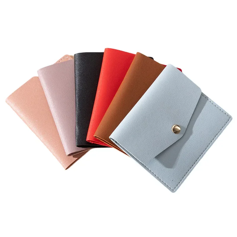 PU Leather Card Holder Business ID Credit Card Bags Wallet for Women Short Solid Purse with Ultra Thin Credit Card Bags Wallets