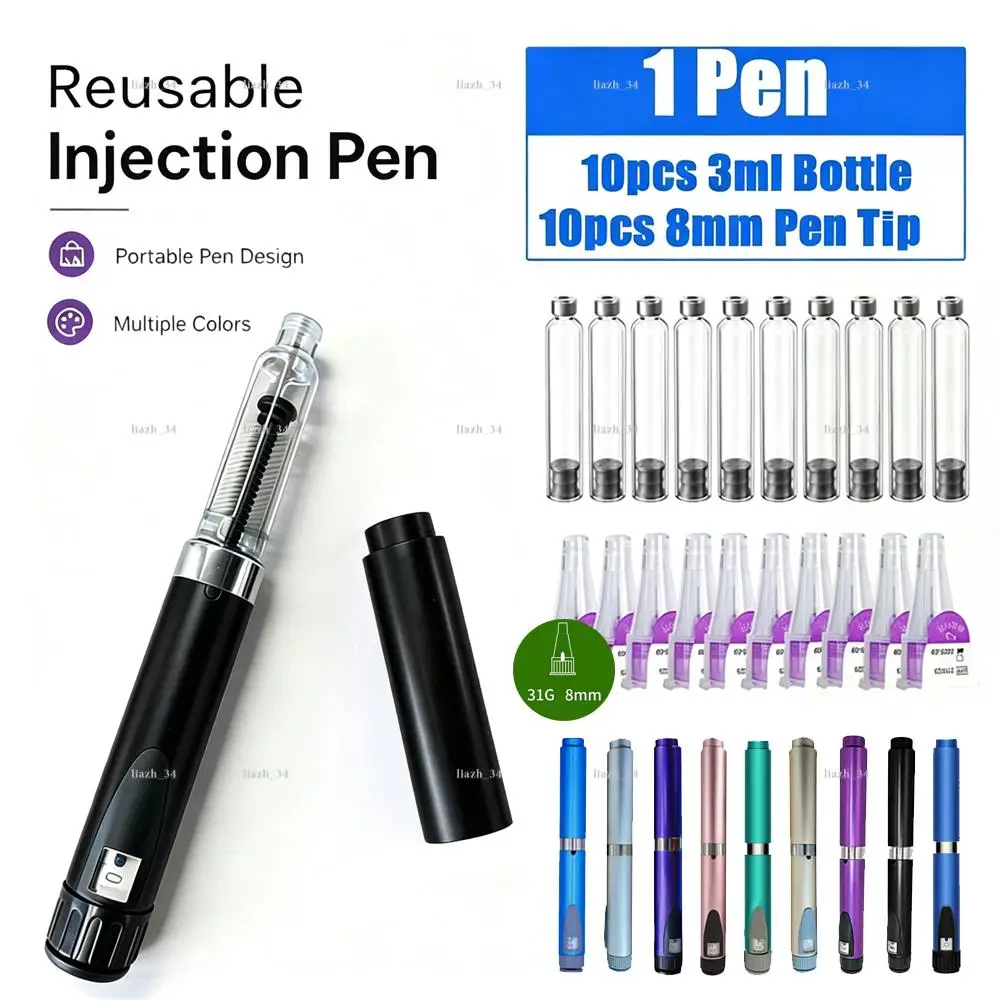 Reusable Magic Pen Tattoo Pen Set Disposable 3ml Empty Cassette Bottle Cartridges 8mm Pen Tips Accessories for Insulin Injection