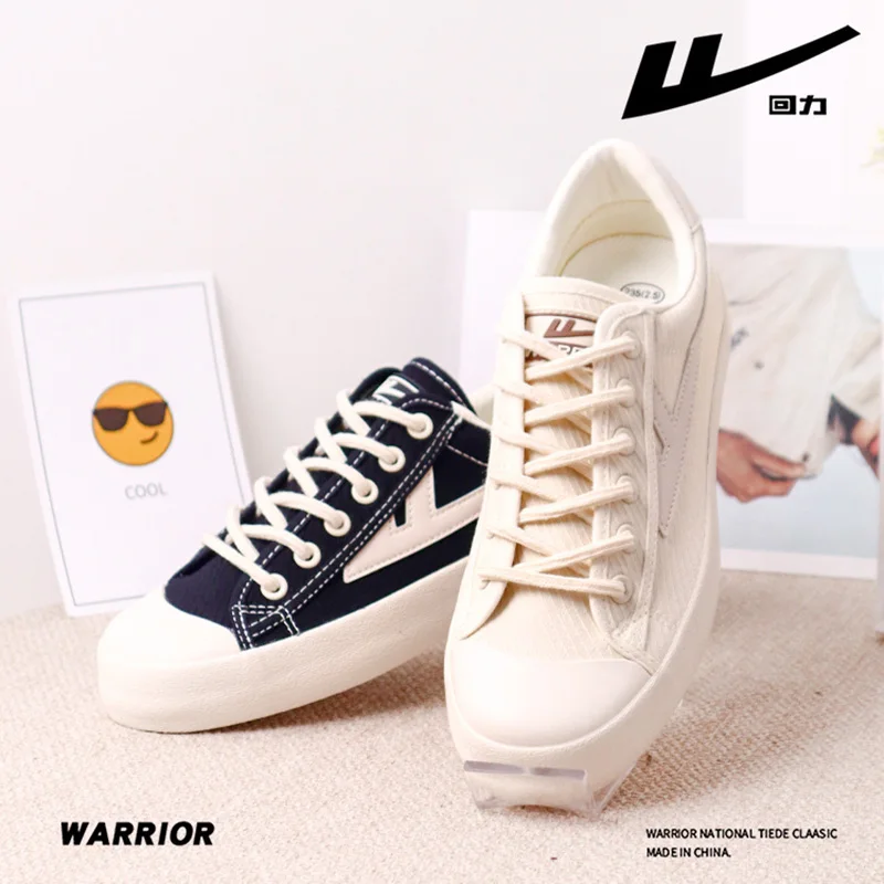 Brand WARRIOR Solid Color Men Women Canvas Shoes Low Cut Daily Walking Shoes Design Comfortable Soft Sole Casual Sneakers