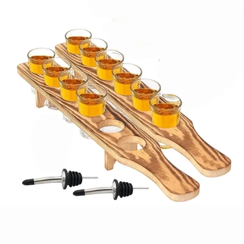 

Shot Glass Holder Tray Bulk Set - 12 Pcs Clear Shot Glasses Set, Bottle Pourers, - Tequila Glasses With Wooden Tray
