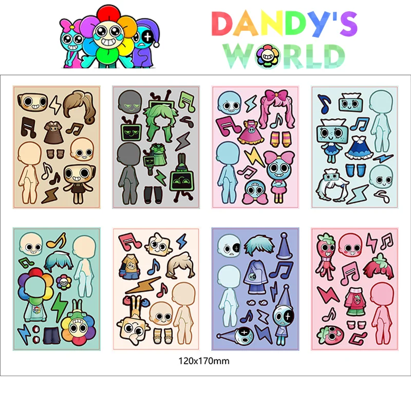 8 шт., наклейка-головоломка Dandys World, детские забавные игры «сделай сам», наклейки-головоломки для сборки, развивающие игрушки для мальчиков и девочек, подарок для детей