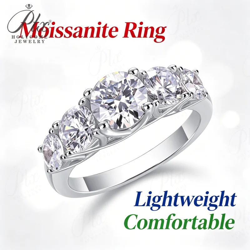

Moissanite Ring 2.6ct D VVS1 Round Cut S925 Sterling Silver GRA Certified Factory Direct Fade resistant Luxury Gift For Her