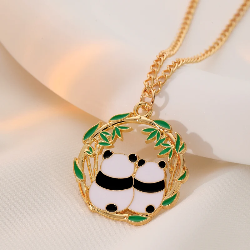 New Cartoon Panda Necklace for Kids Children Fashion Cute Bear Necklace Pendant Jewelry DIY Accessories Girlfriends Gifts 2023