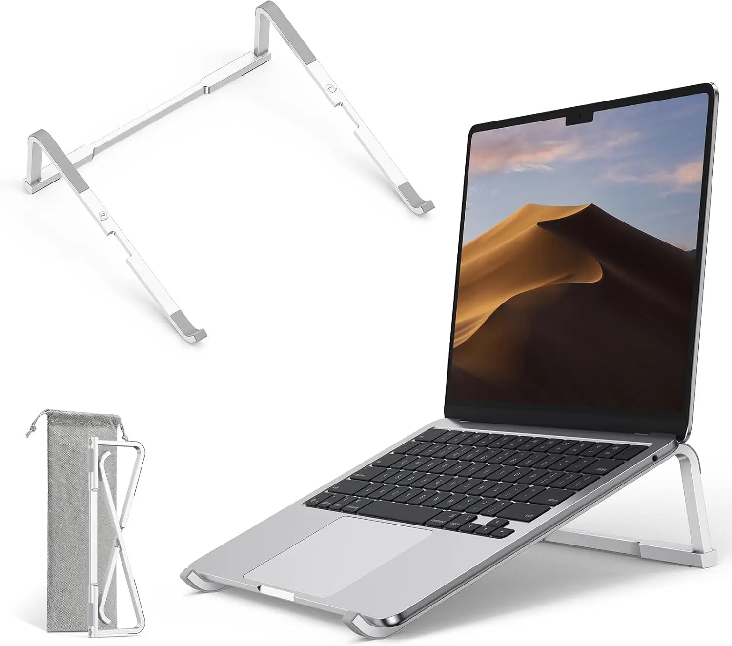 

Складная алюминиевая подставка для ноутбука, эргономичная подставка для MacBook, Dell, HP, Lenovo 10-17,3 дюйма (серебристая)