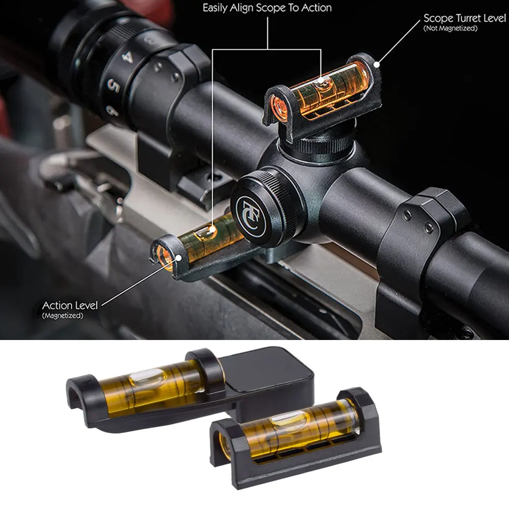 2Pcs Tactical Magnetic Gunsmith Bubble Level Mounting Leveling Tool with Magnetic Base Adaptable Maintenance AR15 Rifle Scope