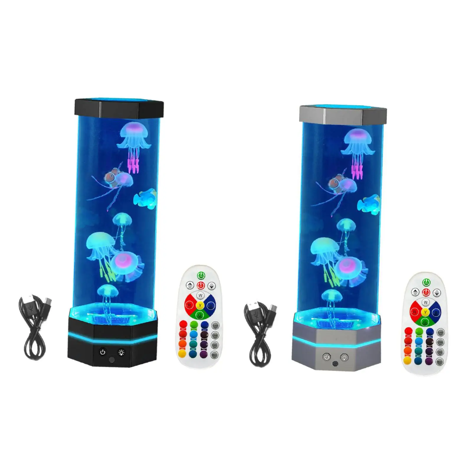 

Electric Jellyfish Tank Table Lamp 16 Color Changing Mood Lamp LED Nlight Light for Room Office Thanksgiving Halloween Teens