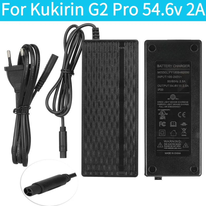 

Зарядное устройство для литиевой батареи 54,6 В, 2 А для KUGOO Kukirin G2 PRO DB, зарядное устройство для электрического скутера, вилка европейского стандарта, США, аксессуары, детали