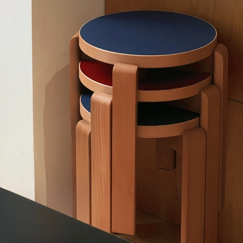 

Standard round stool small stool solid wood shoe changing stool can be stacked round bench bedside table