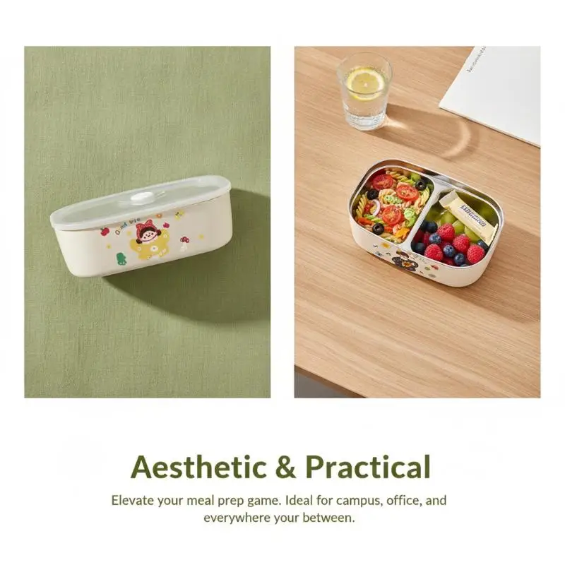 Stainless Steel Sealed Compartment Lunch Box Food Grade BPA Free Portable Food Container for Students Office Workers Picnic