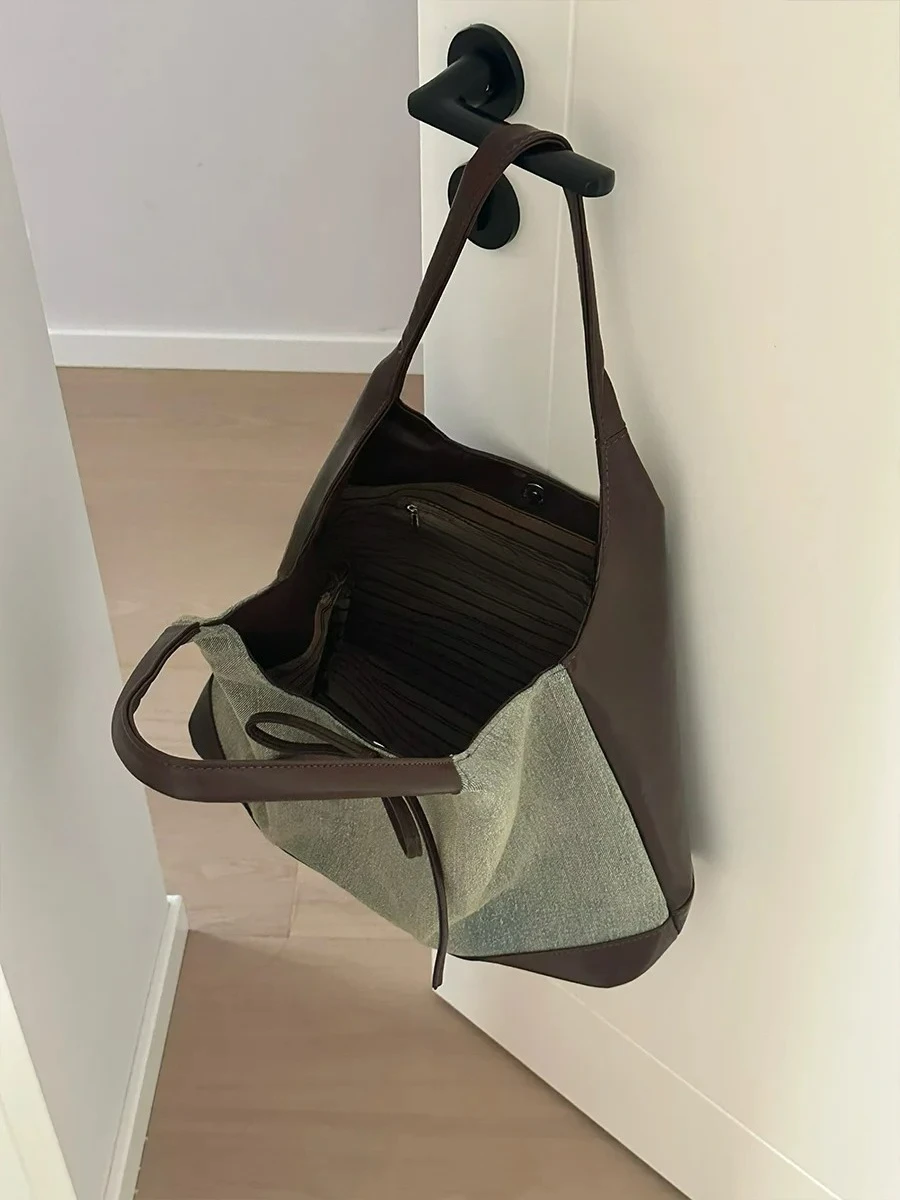 

Cowboy Bucket Tote Bags Versatile Retro Female Commuter Large Capacity Single Shoulder Bag