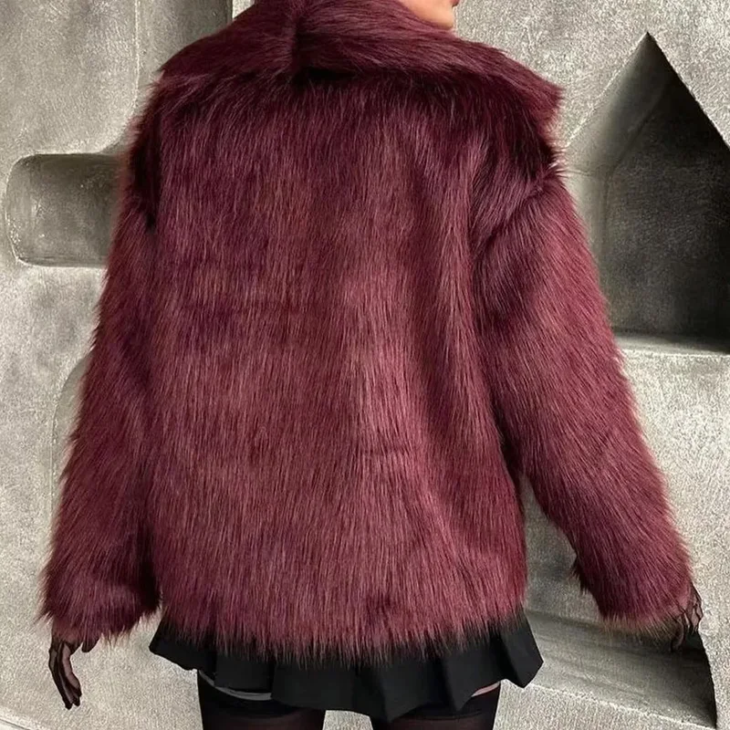 HXAO Woman Outerwears Cropped Faux Fur Coat Women Autumn Fluffy Plush Black Jacket Warm Winter Women's Coats Furry Solid Coats