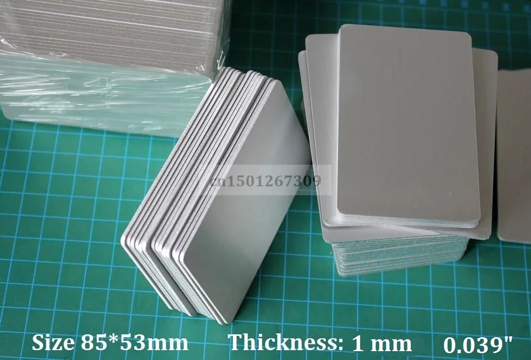 Thickness 1mm Anodized Silver Aluminum Matte Finish Blank Metal Business Cards For Laser Engraving