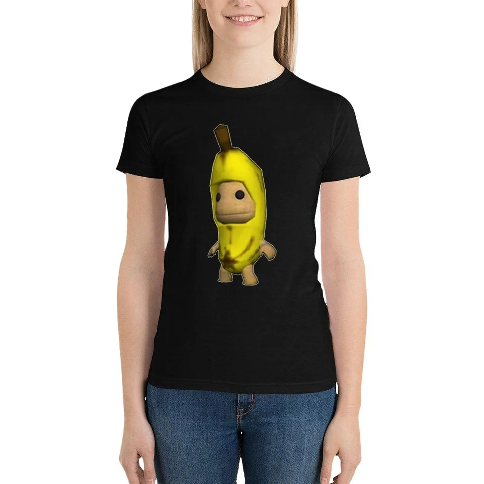 T-shirt banana sackboy animal prinfor new edition customs progetta i tuoi vestiti anime camicie strette per le donne