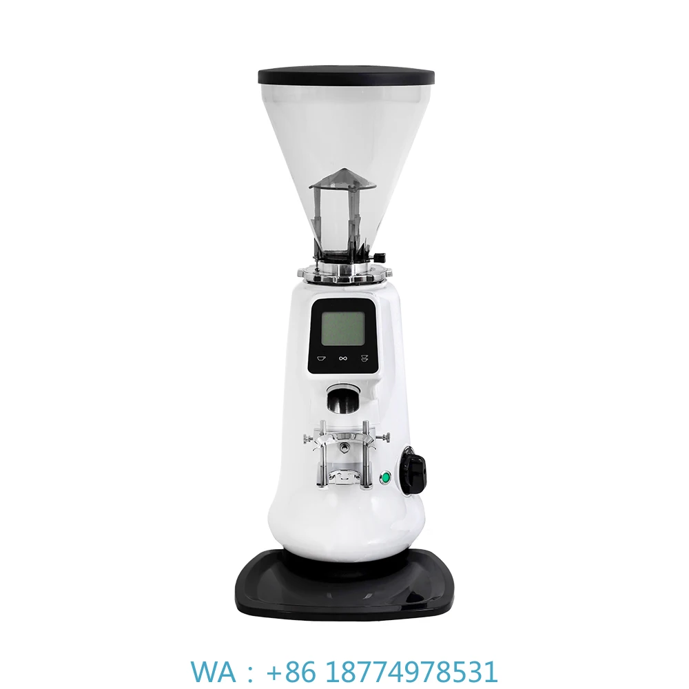 

Automatic Adjustable Coffee Grinder Bean Mill Hotel Customized Logo 64mm Stainless Steel Burr Aluminum